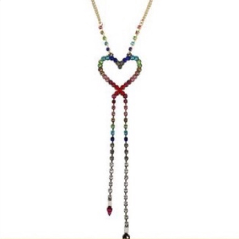 Betsey Johnson🌈Rainbow Gemstone💜Heart Pendant